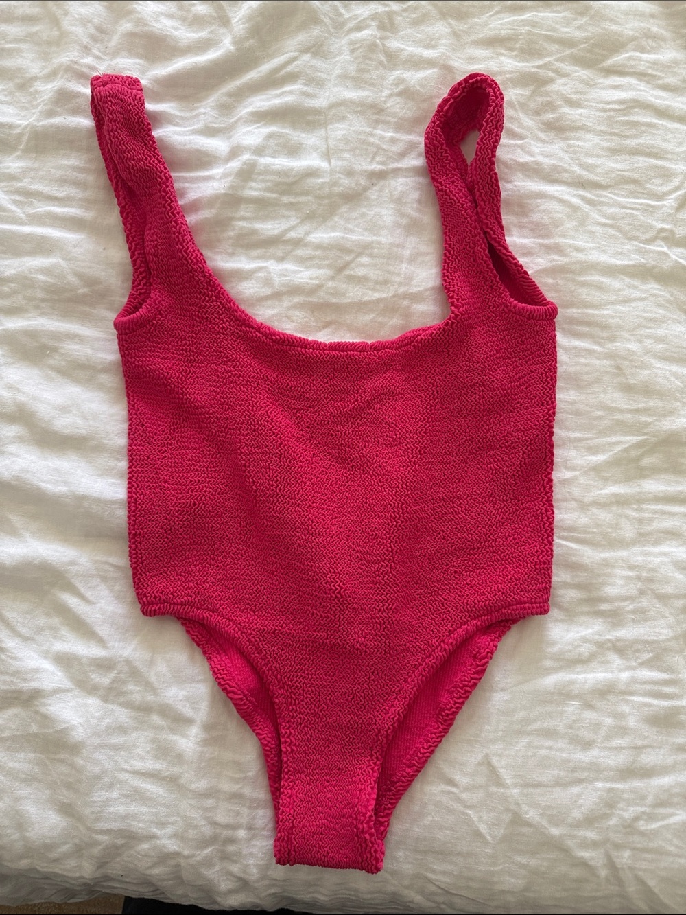 Hot Pink Textured One-Piece Swimsuit